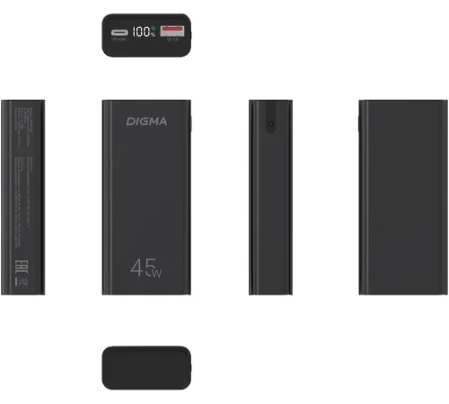 Мобильный аккумулятор Digma DGPF10E 10000mAh QC3.0/PD3.0 45W 4.5A USB-A/USB-C черный (DGPF10E45ABK) Мобильный аккумулятор Digma DGPF10E 10000mAh QC3.0/PD3.0 45W 4.5A USB-A/USB-C черный (DGPF10E45ABK)