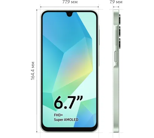 Смартфон Samsung SM-A165F Galaxy A16 128Gb 4Gb мятный моноблок 3G 4G 6.7" 1080x2340 Android 14 50Mpix 802.11 a/b/g/n/ac NFC GPS GSM900/1800 GSM1900 TouchSc