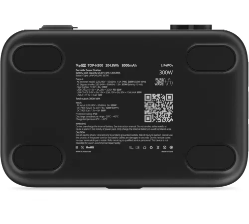 Электростанция портативная TopON Home TOP-H300 64000mAh 1.5A QC3.0/PD3.0 4xUSB черный/серый (103760)