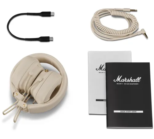 Гарнитура накладные Marshall Major V бежевый беспроводные bluetooth оголовье (MAJOR V CREAM)