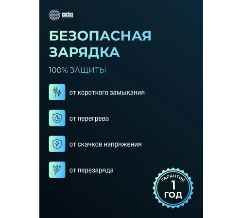 Мобильный аккумулятор Cactus CS-PBFSPA-10000 10000mAh 22.5W 4.5A 2xUSB-C белый