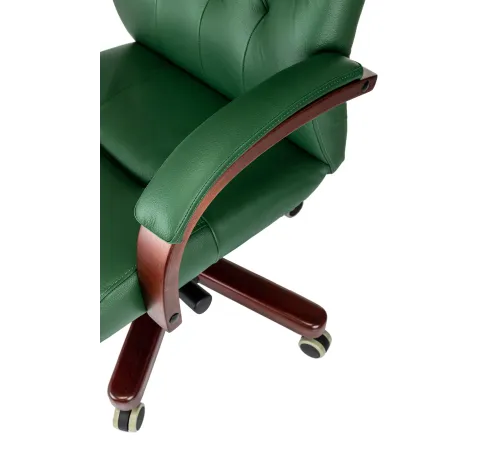 Кресло руководителя Бюрократ T-9928Walnut зеленый кожа крестов. металл/дерево