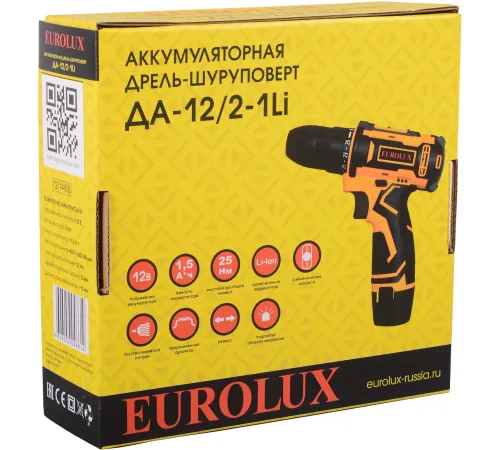 Дрель-шуруповерт аккумуляторная ДА-12/2-1Li Eurolux Дрель-шуруповерт аккумуляторная ДА-12/2-1Li Eurolux