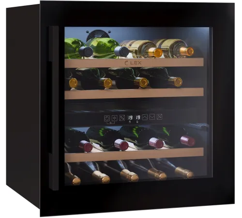 Винный шкаф Lex LWD6036BL dual zone 1-нокамерн. черный стекло (CHAT500007) Винный шкаф Lex LWD6036BL dual zone 1-нокамерн. черный стекло (CHAT500007)