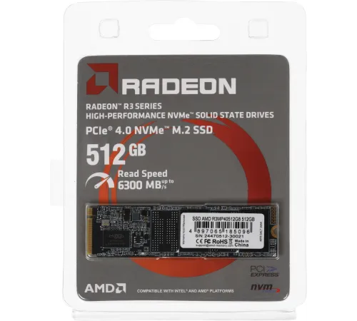Накопитель SSD AMD PCIe 4.0 x4 512GB R3MP40512G8 Radeon M.2 2280