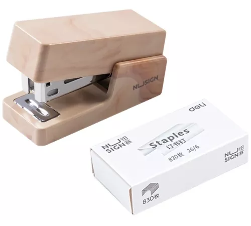 Степлер мини Deli NS083C BEIGE Nusign 24/6 26/6 (25листов) бежевый 830скоб пластик коробка