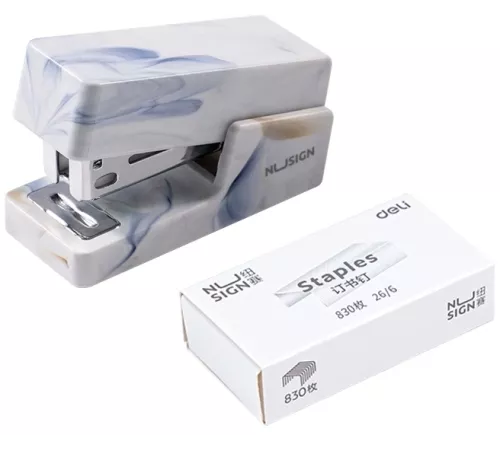Степлер мини Deli NS083C WHITE Nusign 24/6 26/6 (25листов) белый 830скоб пластик коробка