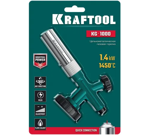 Паяльная горелка Kraftool KG-1000 газов. 1400Вт макс.t=1450 (55514) Паяльная горелка Kraftool KG-1000 газов. 1400Вт макс.t=1450 (55514)