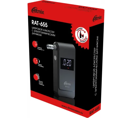 Алкотестер Ritmix RAT-655 электрохимический черный Алкотестер Ritmix RAT-655 электрохимический черный