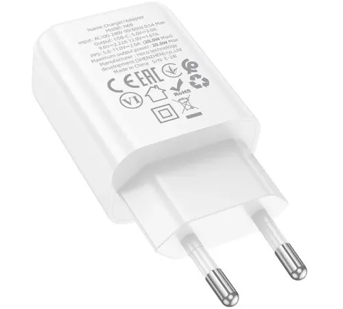 Сетевое зар./устр. Hoco N60 Gentle 20W 3A (PD) белый (44228)