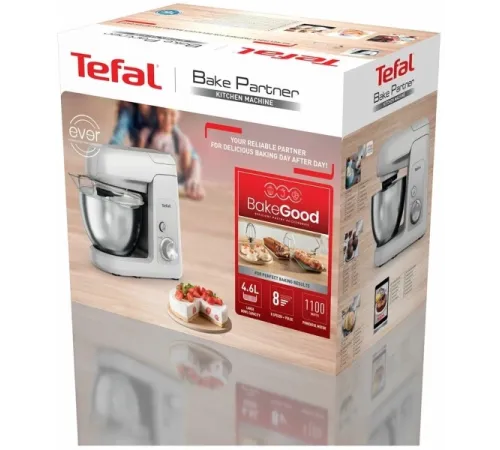 Кухонная машина Tefal Bake Partner QB520B38 планетар.вращ. 1100Вт серый/серебристый
