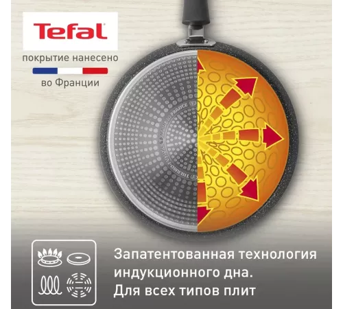 Сковорода блинная Tefal Rock 04235525 круглая 25см покрытие: Mineralia ручка несъемная (без крышки) черный