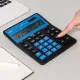 Калькулятор настольный Deli EM888A-BK-BL черный/голубой 12-разр.
