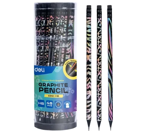 Карандаш ч/г Deli EC041-HB 2.2мм HB кругл. черный Animal Texture ластик Карандаш ч/г Deli EC041-HB 2.2мм HB кругл. черный Animal Texture ластик