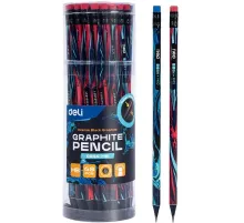 Карандаш ч/г Deli EC044-HB 2.2мм HB кругл. липа ассорти Graffiti texture ластик