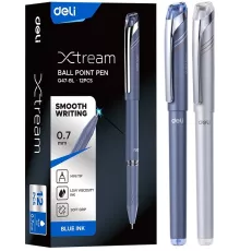 Ручка шариков. Deli Xtream (EQ47-BL) d=0.7мм син. черн. карт.уп. игловидный пиш. наконечник резин. манжета чернила пониженной вязкости