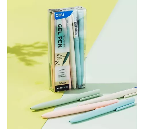 Ручка гелев. автоматическая Deli EG102-BK ассорти d=0.5мм черн. черн. карт.уп.