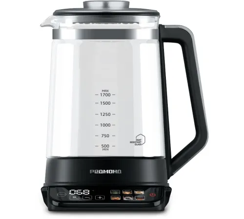 Чайник электрический Redmond KG220 1.7л. 2200Вт черный корпус: стекло