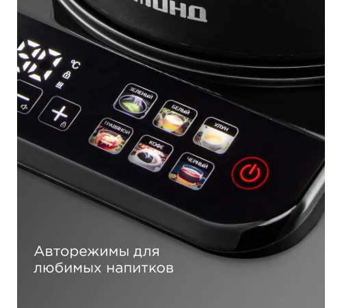 Чайник электрический Redmond KG220 1.7л. 2200Вт черный корпус: стекло