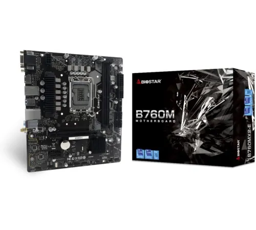 Материнская плата Biostar B760MX2-E Soc-1700 Intel B760 2xDDR5 mATX AC`97 8ch(7.1) 2.5Gg RAID+VGA+DVI+HDMI