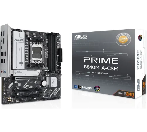 Материнская плата Asus PRIME B840M-A-CSM SocketAM5 AMD B840 4xDDR5 mATX AC`97 8ch(7.1) 2.5Gg RAID+VGA+HDMI+DP