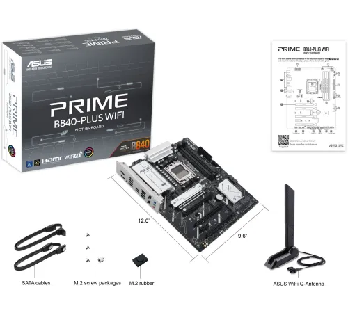 Материнская плата Asus PRIME B840-PLUS WIFI SocketAM5 AMD B840 4xDDR5 ATX AC`97 8ch(7.1) 2.5Gg RAID+HDMI+DP