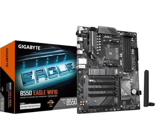 Материнская плата Gigabyte B550 EAGLE WIFI6 Soc-AM4 AMD B550 4xDDR4 ATX AC`97 8ch(7.1) GbLAN RAID+DVI+HDMI