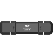 Твердотельный диск 250Gb Silicon Power DS72,External, USB 3.2/Type-C, Черный, read/write 1050/850Mb/s