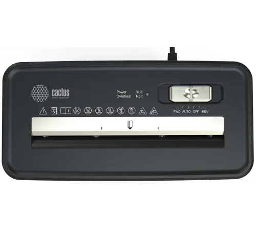 Шредер Cactus CS-SH-P2 черный (секр.Р-2) ленты 6лист. 10лтр. скобы пл.карты