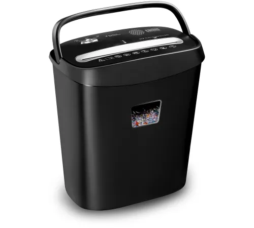 Шредер Cactus CS-SH-P4 черный (секр.P-4) фрагменты 8лист. 15лтр. скрепки скобы пл.карты