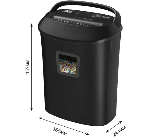 Шредер Cactus CS-SH-P8 черный (секр.P-4) фрагменты 12лист. 25лтр. скрепки скобы пл.карты CD