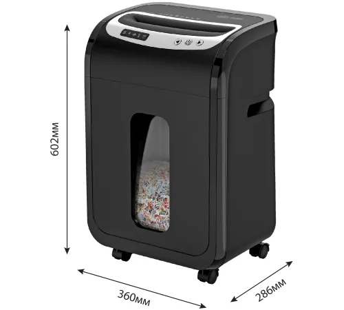 Шредер Cactus CS-SH-G6 (секр.P-5) фрагменты 16лист. 30лтр. скрепки скобы пл.карты CD