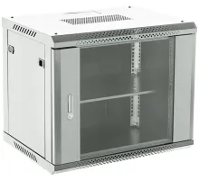 Шкаф коммутационный Rexant (04-0664-111) настенный 6U 600x450мм пер.дв.стекл металл 2 бок.пан. направл.под винты 60кг серый 230град. IP20 сталь