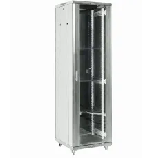 Шкаф коммутационный Rexant (04-1866-211) напольный 18U 600x600мм пер.дв.стекл 2 бок.пан. металл направл.под винты 800кг серый 230град. IP20 сталь