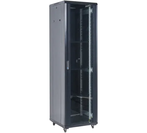 Шкаф коммутационный Rexant (04-4266-212) напольный 42U 600x600мм пер.дв.стекл металл 2 бок.пан. направл.под винты 800кг черный 230град. IP20 сталь Шкаф коммутационный Rexant (04-4266-212) напольный 42U 600x600мм пер.дв.стекл металл 2 бок.пан. направл.под винты 800кг черный 230град. IP20 сталь
