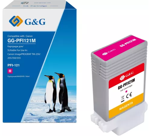 Картридж струйный G&G GG-PFI121M пурпурный (130мл) для Canon imagePROGRAF TM-250/255/350/355