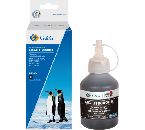 Чернила G&G GG-BT6000BK черный108мл для Brother HL-1110/1112A/1210/1212;DCP-1510/1512/1