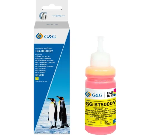 Чернила G&G GG-BT5000Y желтый70мл для Brother HL-T4000DW/DCP-T510W/DCP-T710W/MFC-T810W/