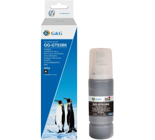 Чернила G&G GG-GT53BK черный100мл для HP Ink Tank 110/115/116/118/310/315/316/318/319/5