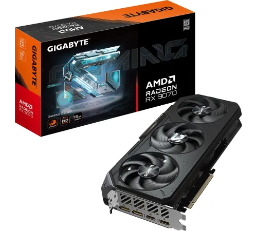 Видеокарта Gigabyte PCI-E 4.0 GV-R9070 GAMING OC-16GD 1.0 AMD Radeon RX 9070XT 16Gb 256bit GDDR6 2175/20000 HDMIx2 DPx2 HDCP Ret
