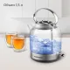 Чайник электрический Redmond KG221 1.5л. 2200Вт серебристый матовый корпус: стекло/сталь