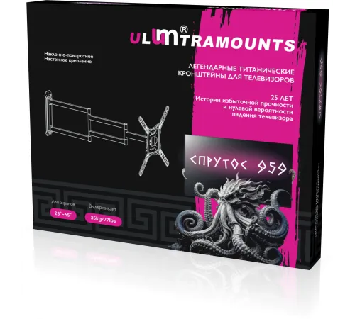 Кронштейн для телевизора Ultramounts UM959 черный 23"-65" макс.35кг настенный поворот и наклон Кронштейн для телевизора Ultramounts UM959 черный 23"-65" макс.35кг настенный поворот и наклон