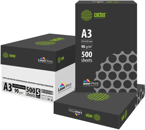 Бумага Cactus CS-LPA390500 A3/90г/м2/500л./белый для лазерной печати