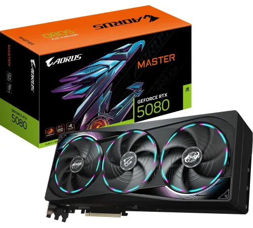 Видеокарта Gigabyte PCI-E 4.0 GV-N5080AORUS M-16GD 1.0 NVIDIA GeForce RTX 5080 16Gb 256bit GDDR7 2550/23000 HDMIx1 DPx3 HDCP Ret