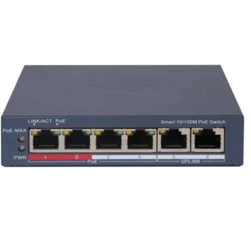 Коммутатор Hikvision DS-3E1106P-EI 4x100Мбит/с управляемый Коммутатор Hikvision DS-3E1106P-EI 4x100Мбит/с управляемый