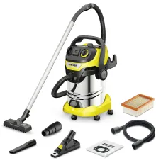 Строительный пылесос Karcher WD 6 P S V-30/6/22/T + DDC (YSY) 1300Вт (уборка: сухая/сбор воды) желтый