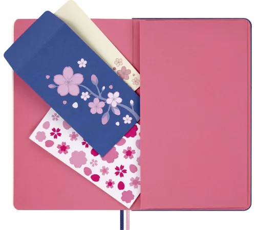 Блокнот Moleskine LIMITED EDITION SAKURA LESU08QP060BOX Large 130х210мм обложка текстиль 176стр. линейка твердая обложка подар.кор. синий 2025