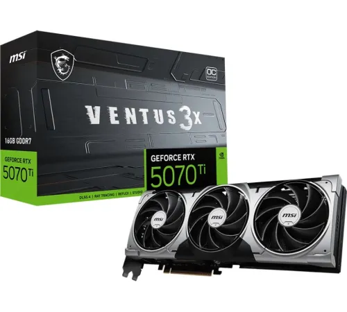 Видеокарта MSI PCI-E RTX 5070 Ti 16G VENTUS 3X OC+ NVIDIA GeForce RTX 5070TI 16Gb 256bit GDDR7 2700/28000 HDMIx1 DPx3 HDCP Ret Видеокарта MSI PCI-E RTX 5070 Ti 16G VENTUS 3X OC+ NVIDIA GeForce RTX 5070TI 16Gb 256bit GDDR7 2700/28000 HDMIx1 DPx3 HDCP Ret