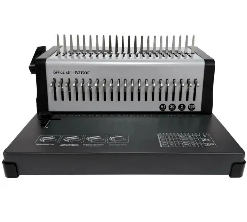 Переплетчик Office Kit B2130E A4/перф.35л.сшив/макс.500л./пластик.пруж. (6-51мм)/электр. Переплетчик Office Kit B2130E A4/перф.35л.сшив/макс.500л./пластик.пруж. (6-51мм)/электр.