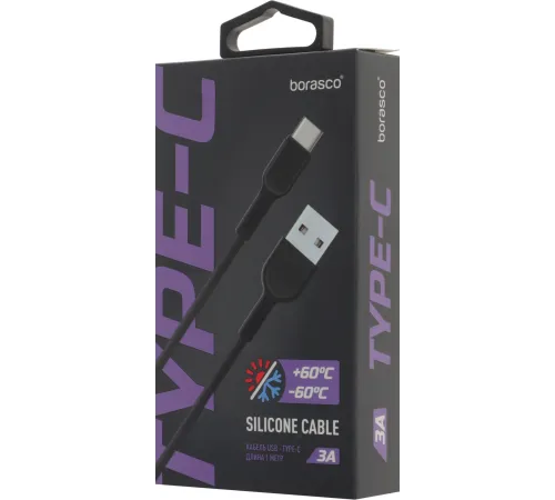 Кабель BoraSCO 38515 USB (m)-USB Type-C 1м черный коробка Кабель BoraSCO 38515 USB (m)-USB Type-C 1м черный коробка